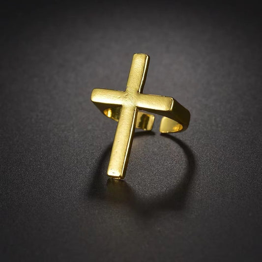 Black Cross Ring Men Punk Ring