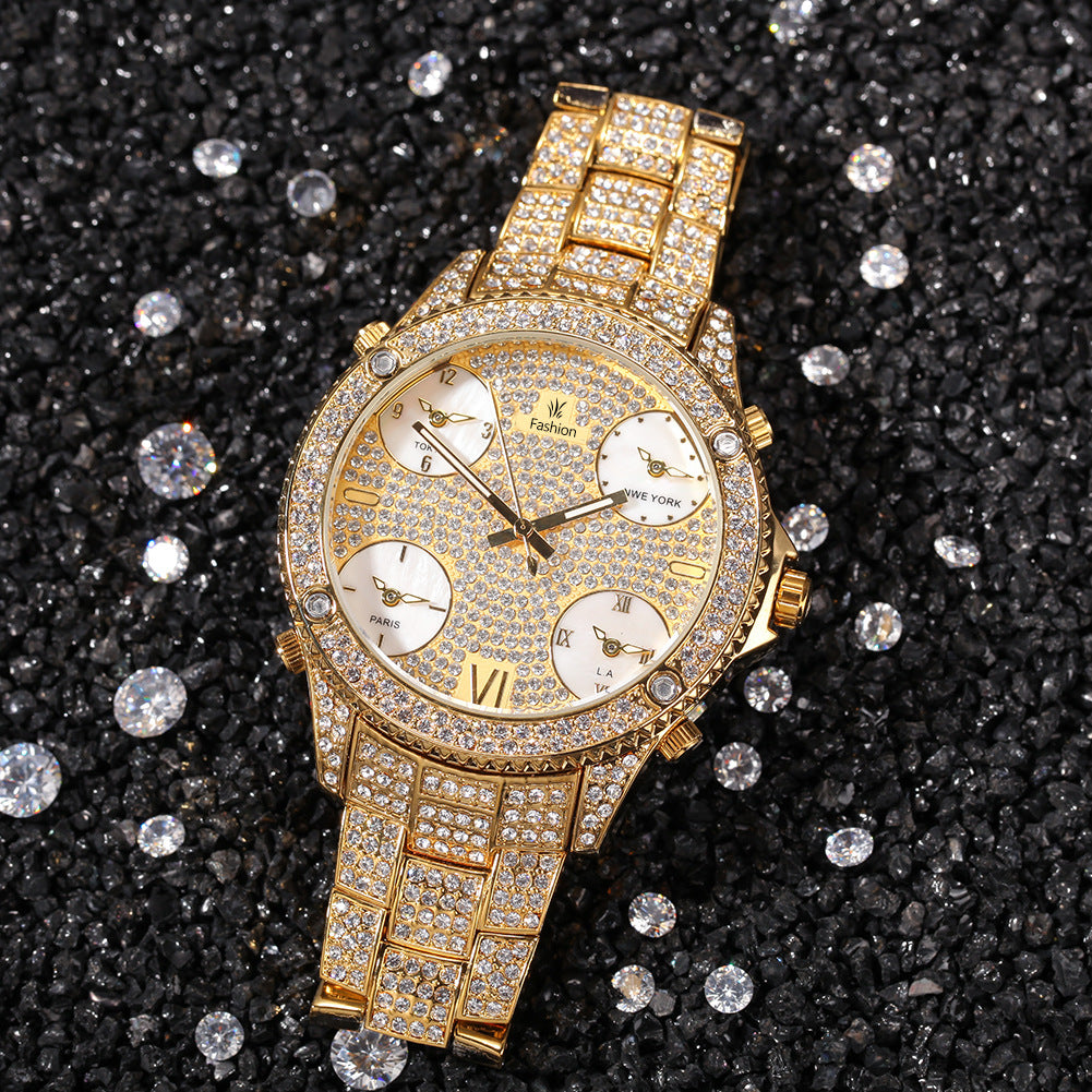 Hot Full Diamond Large Dial Hip-Hop Men's Watches