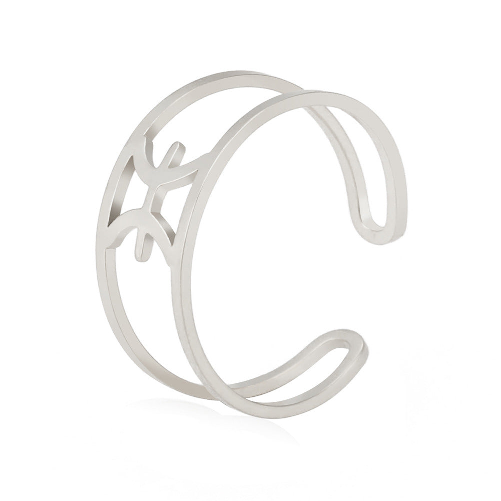 Special-Interest Design Girls Twelve Constellation Stainless Steel Ring