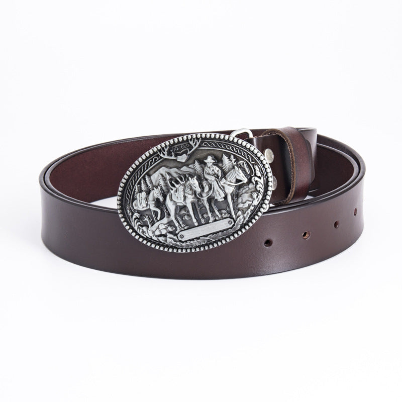 Men's Western Cowboy Punk Retro Leather Belt