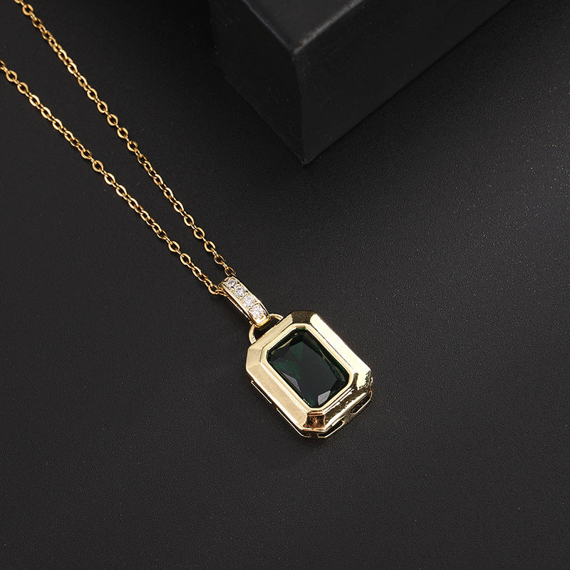 Retro Geometric Color Zircon Necklace