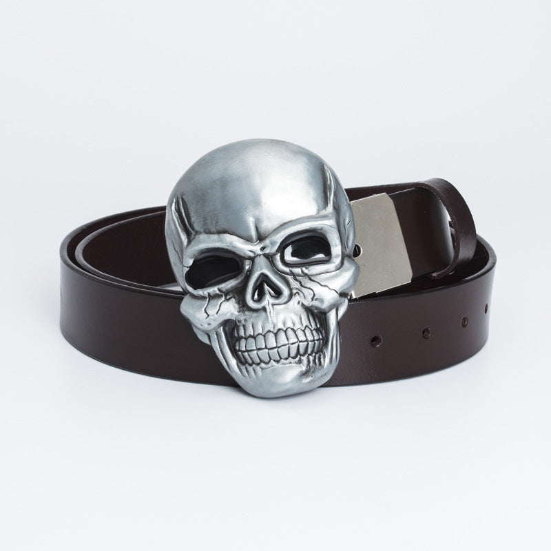 Big Buckle Belt Retro Cowhide Ghost Head