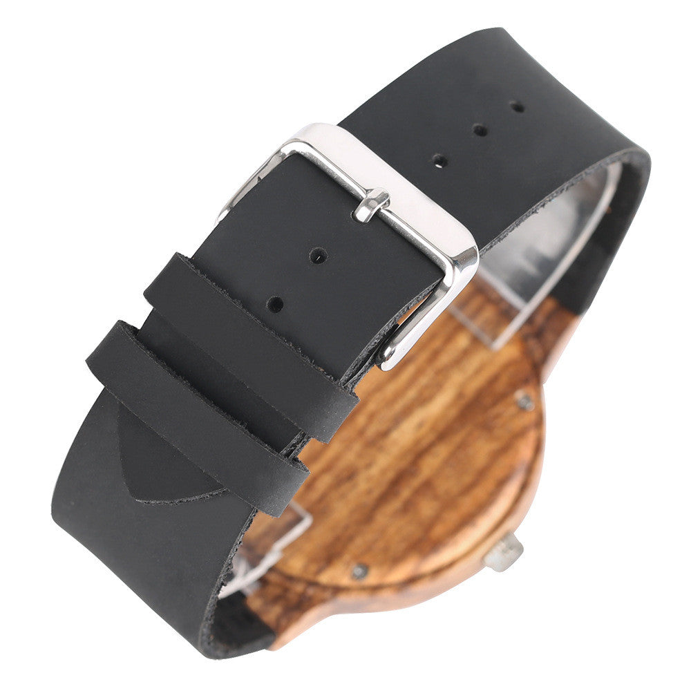 Casual Wooden Men's Watch Broken Leaf Wooden Face