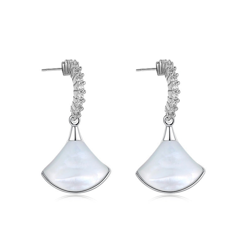 Scalloped Skirt White Mother-Of-Pearl Earrings