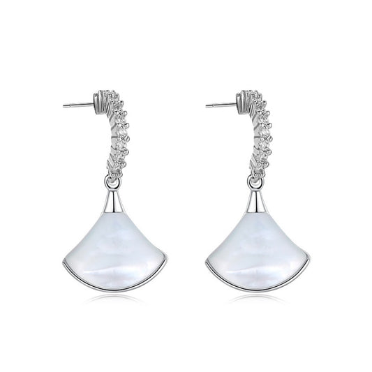 Scalloped Skirt White Mother-Of-Pearl Earrings