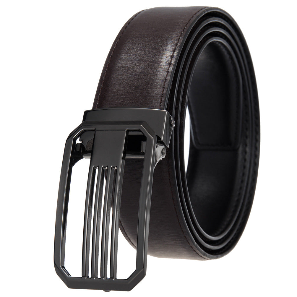 Men's Perforated Casual Two-Layer Leather Belt