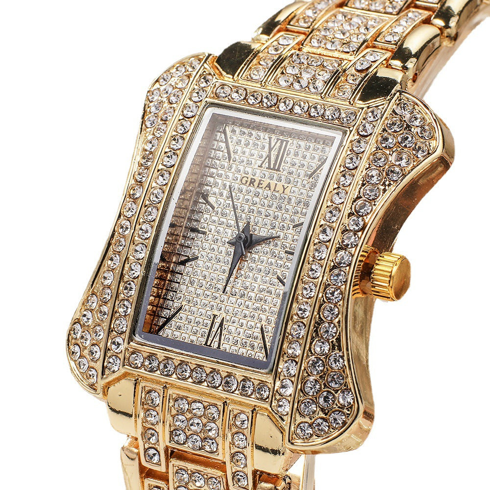 Full Diamond Square Quartz Watch