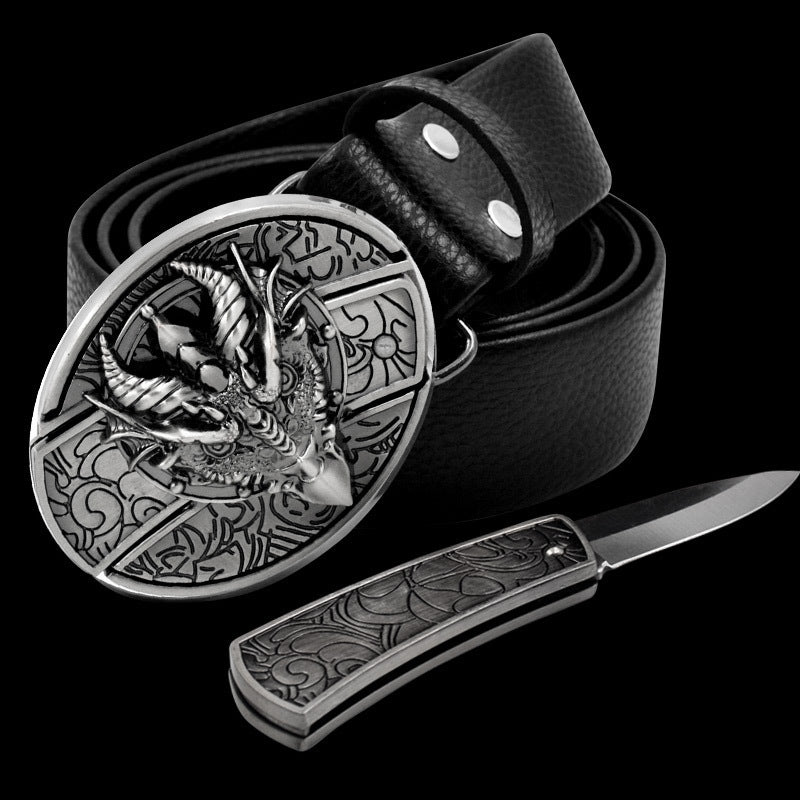 Leather Belt And Knife Set - Unisex, Durable, And Cool