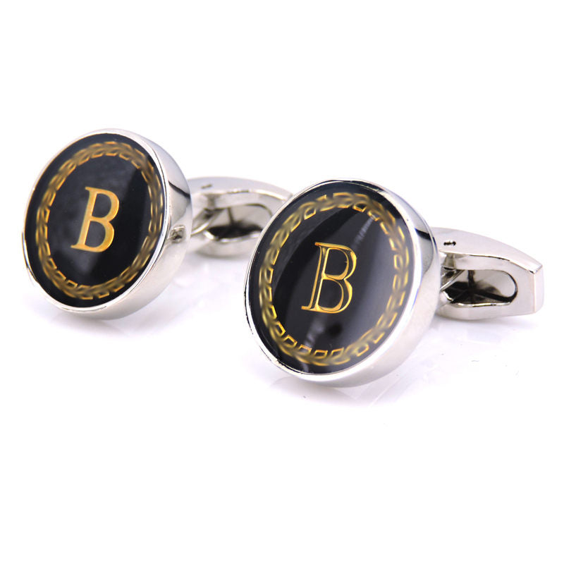 Round Letter French Cufflinks 26 Letter Cuffs