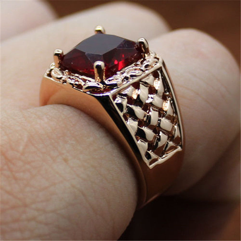 Hot New European And American Plated 18K Ruby Engagement Ring