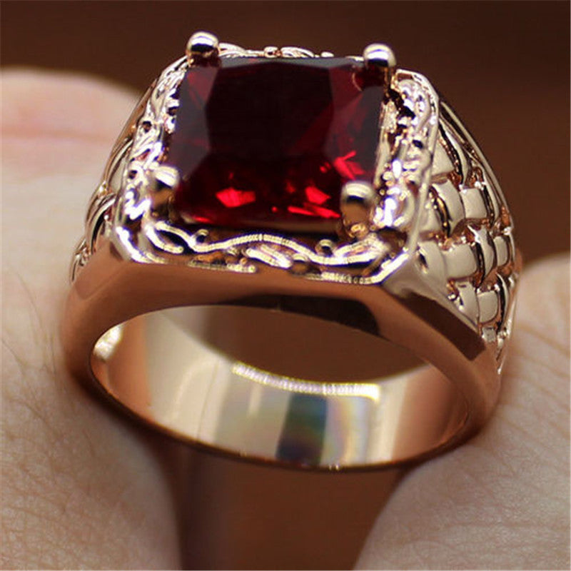 Hot New European And American Plated 18K Ruby Engagement Ring