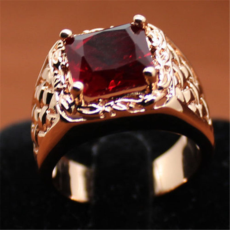 Hot New European And American Plated 18K Ruby Engagement Ring