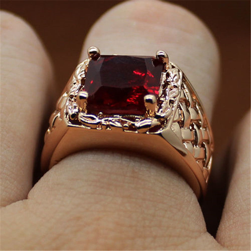 Hot New European And American Plated 18K Ruby Engagement Ring