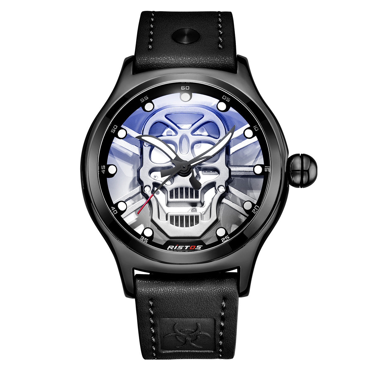 Quartz Watch Genuine Leather Hollow Skull Transparent