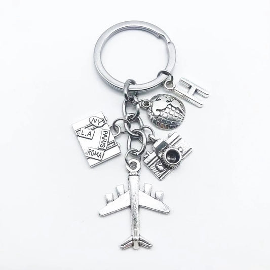 26Letters Brand Hot Around The World Airplane Keychain