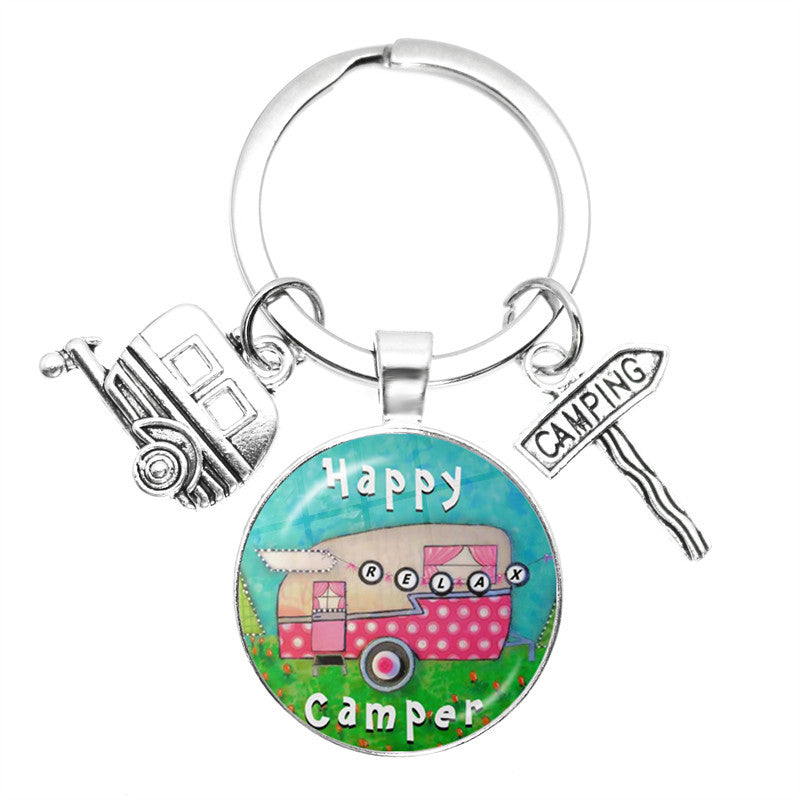 Time Gem Keychain Good Friend Happy Wild Camping Pendant