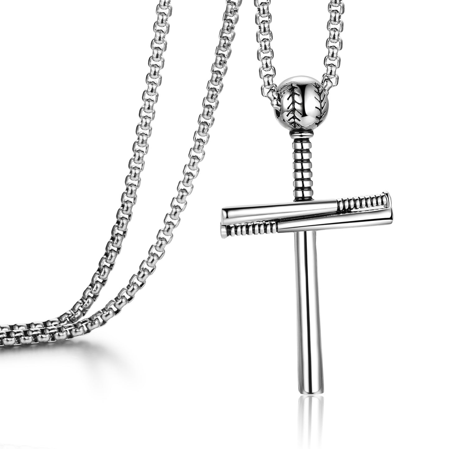 Baseball Necklace Creative Stainless Steel Cross Pendant