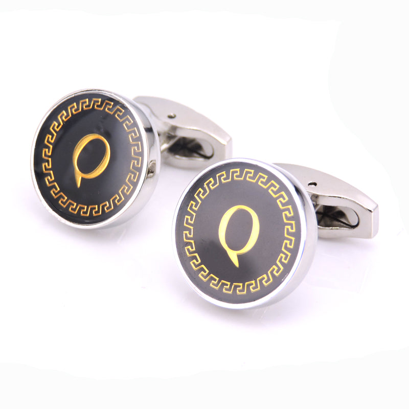 Round Letter French Cufflinks 26 Letter Cuffs