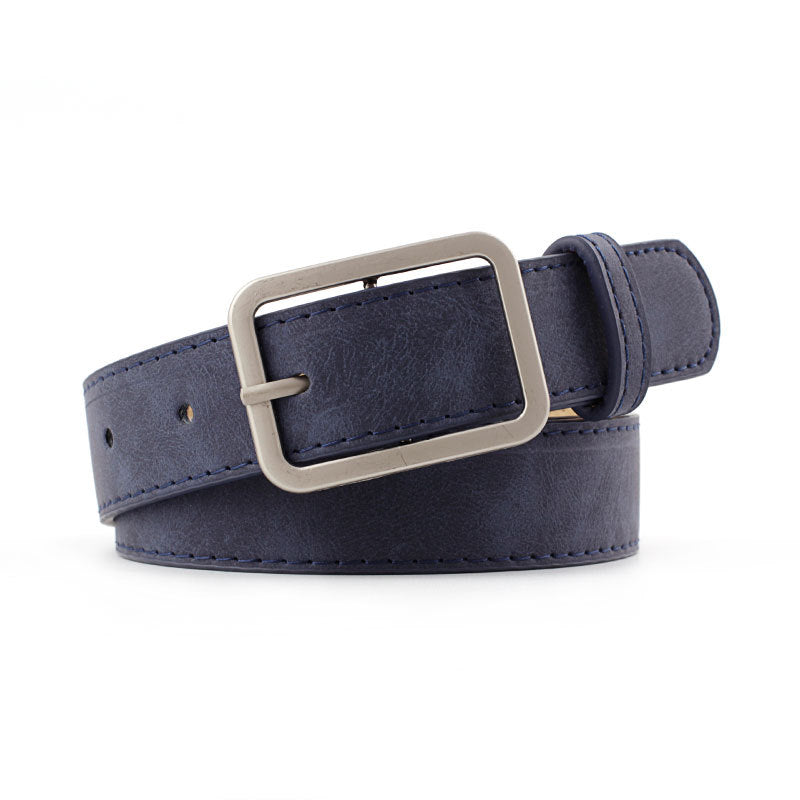 Simple And Versatile Square Buckle PU Leather Belt For Students