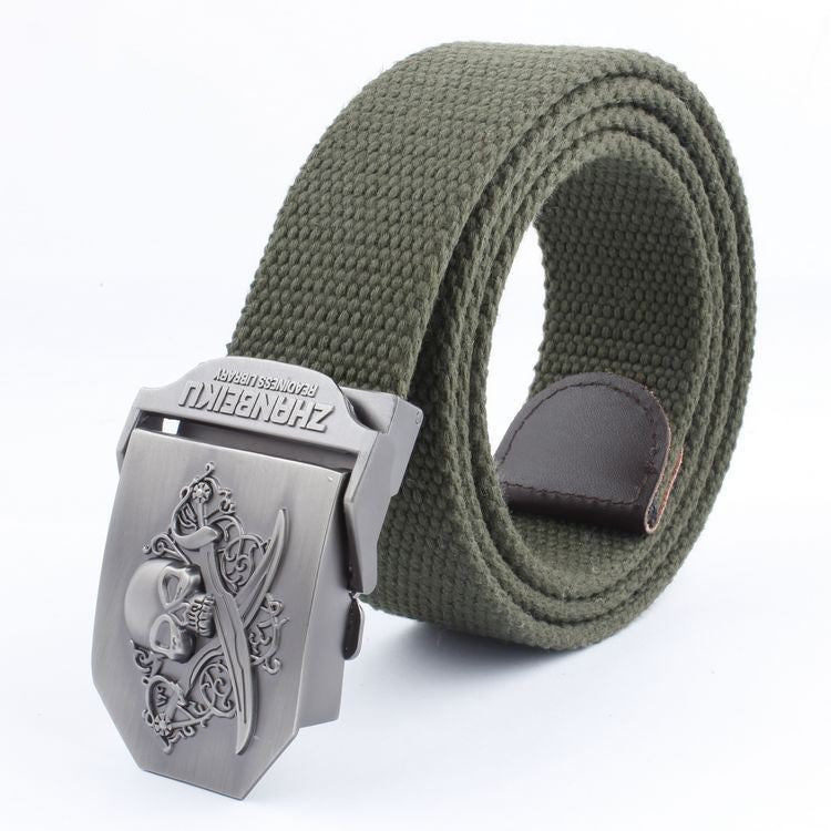 Casual And Versatile Double Knife Skull Canvas Belt