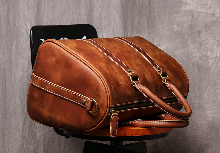 Original Retro Men's and Women's Travel Bag Handmade Leather Handbag