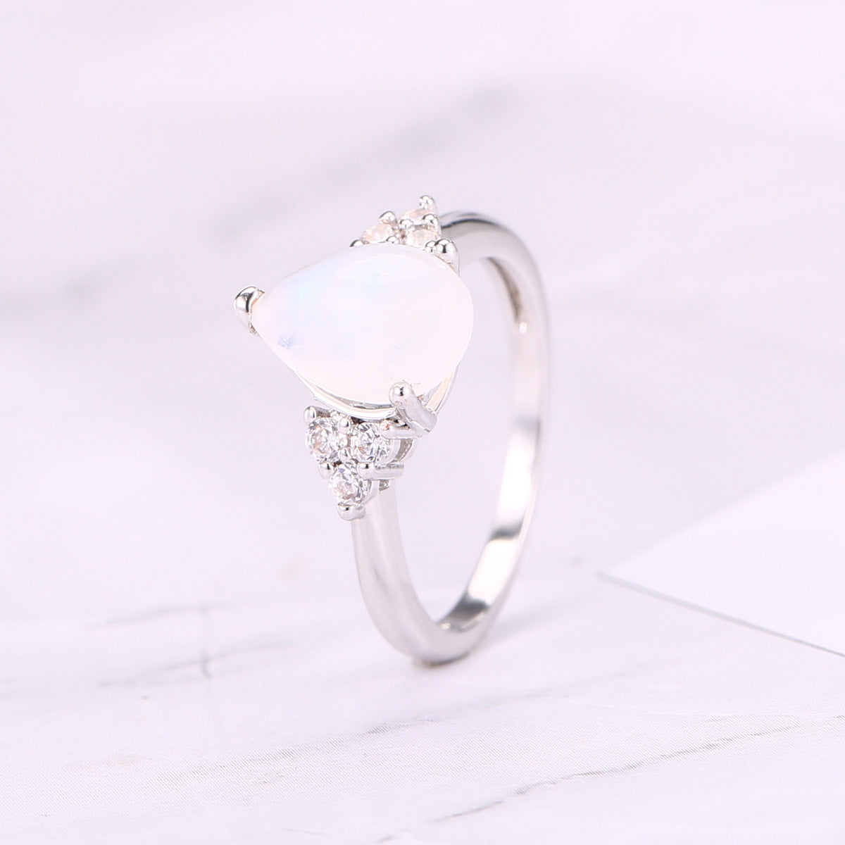 Natural Semi-Precious Moonstone Ring Simple