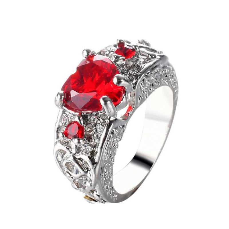 Beauty Princess Ring Heart-Shaped Ruby Engagement Ring