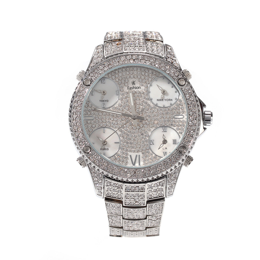 Hot Full Diamond Large Dial Hip-Hop Men's Watches