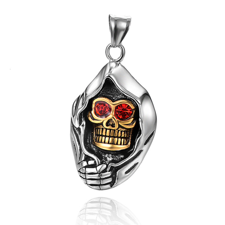 Skull Head Pendant Stainless Steel Ornament Men's Titanium Steel Necklace