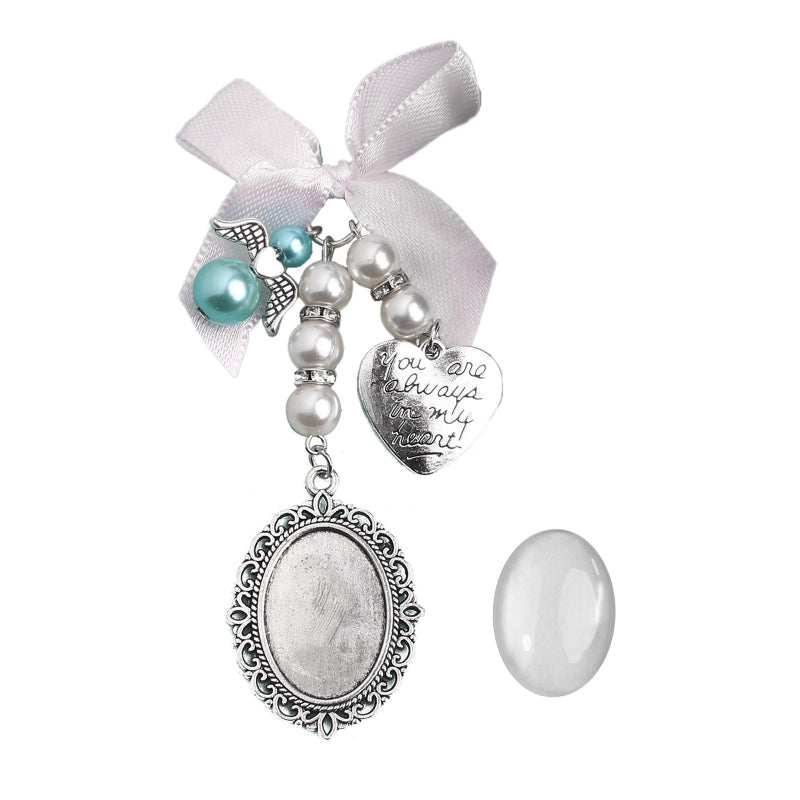 Bow Knot Pearl Love Photo Pendant Gem Holder Wings Photo Frame