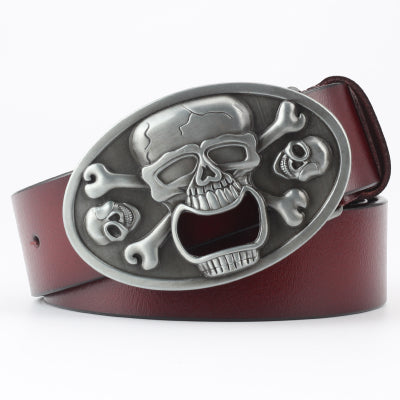 Ghost Head Series Big Strap Casual Taro Decorative Belt Leather