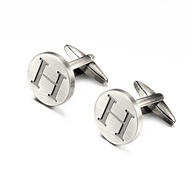 Men's Antique Silver Letters French Shirt Cufflinks