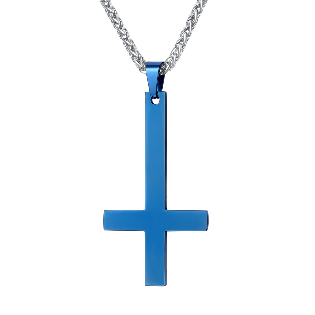 Titanium Steel Smooth Cross Necklace Pendant