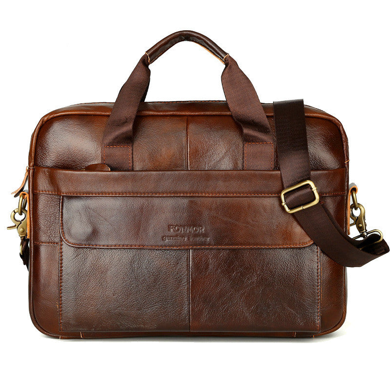 Cowhide Men's Horizontal Business Bag