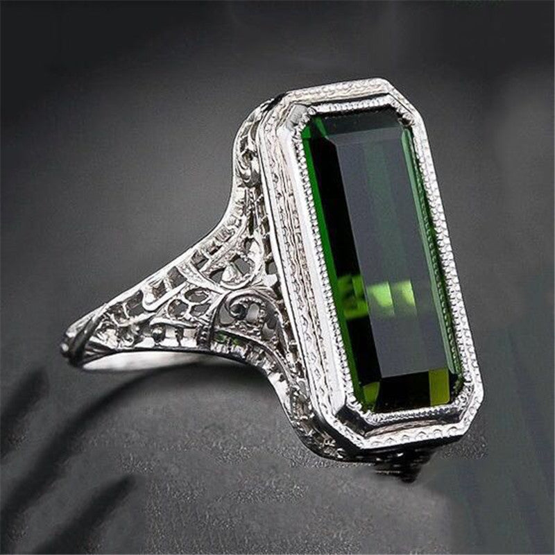 Europe And The United States Party Ring Female Natural Emerald Wedding Ring Birthday Gift Engagement