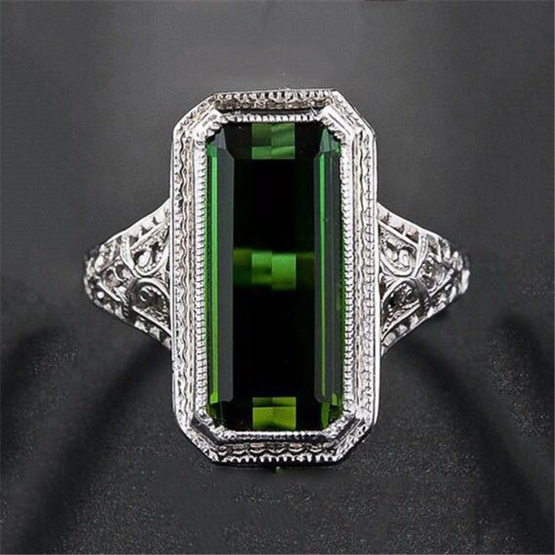 Europe And The United States Party Ring Female Natural Emerald Wedding Ring Birthday Gift Engagement