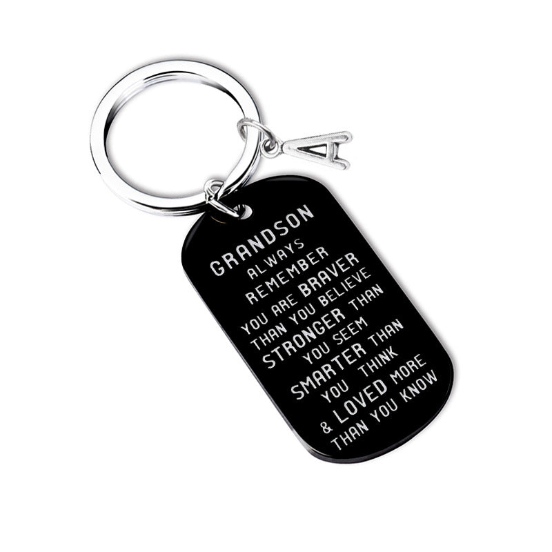 Hot Stainless Steel Tag Grandchild Keychain