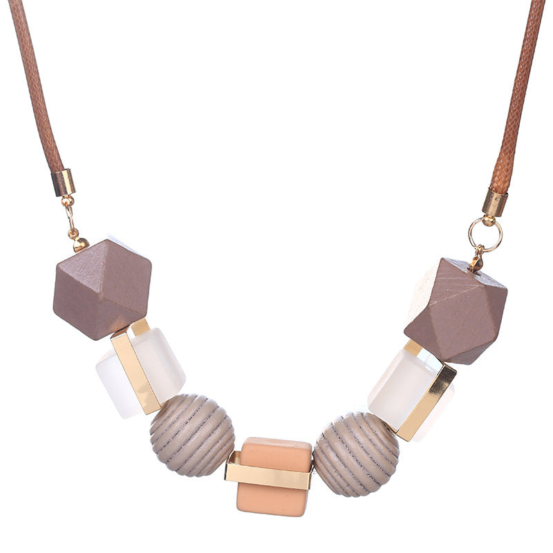 Colored Wood Pendant Necklace