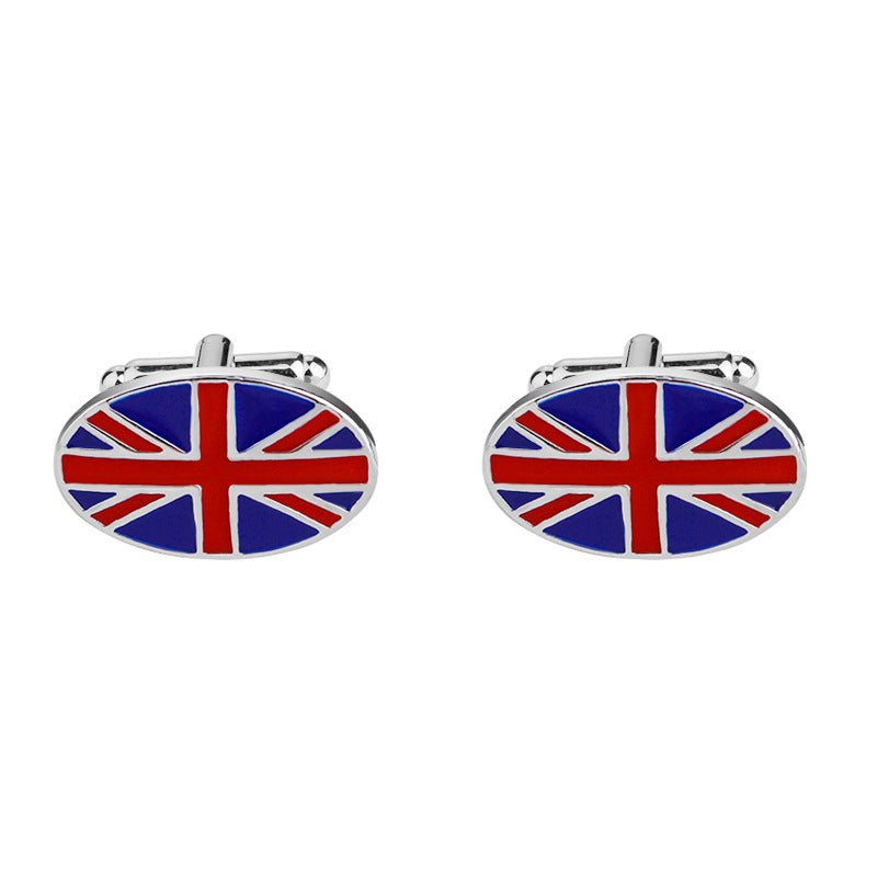 British Flag Geometric Fashion Men's French Shirt Cufflinks