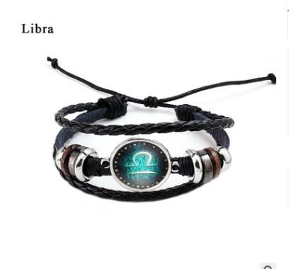 Twelve Constellation Glass Piece Couple Bracelet