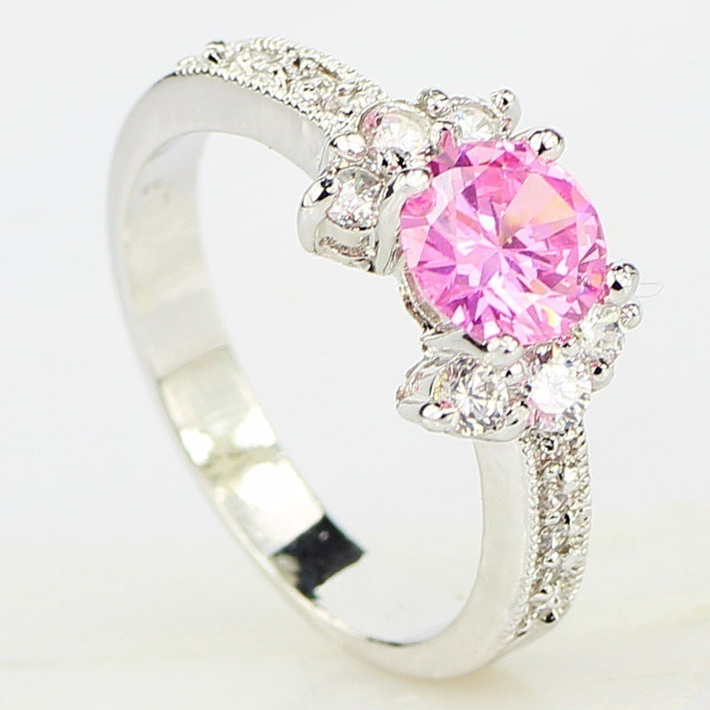 Hot Hot European And American Princess Ring Champagne Gem Engagement Ring Lady