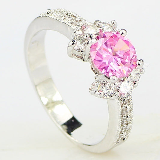 Hot Hot European And American Princess Ring Champagne Gem Engagement Ring Lady