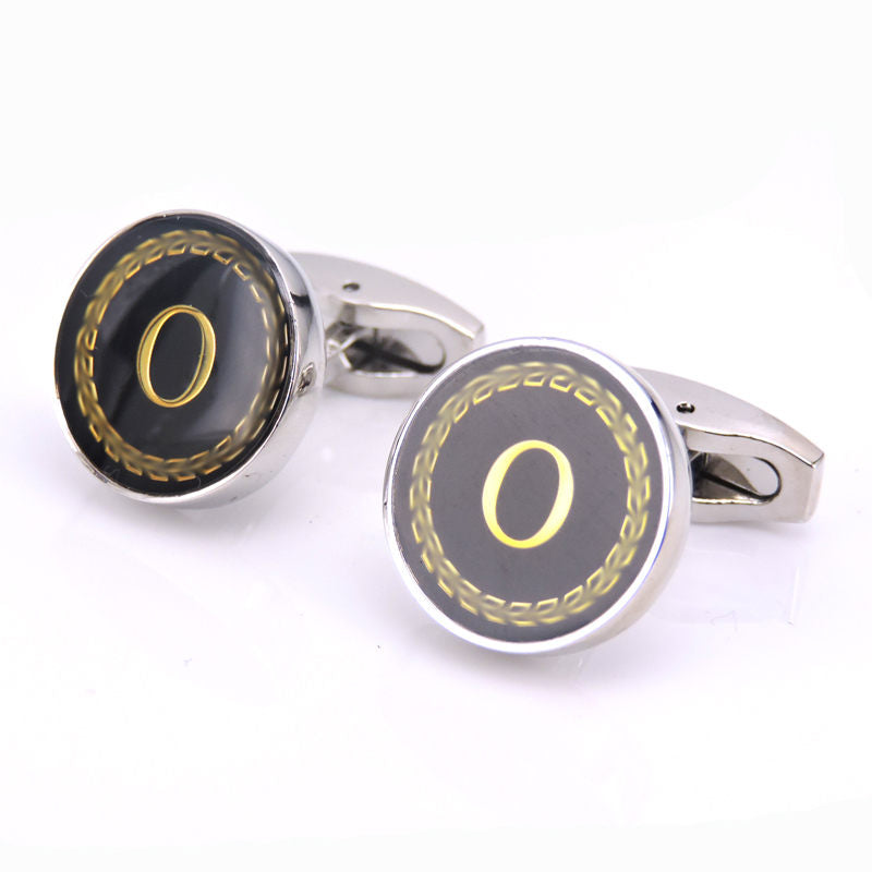 Round Letter French Cufflinks 26 Letter Cuffs