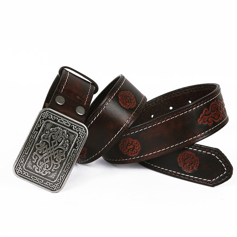 Auspicious Pattern Embossing Of Men's and Women's Belts