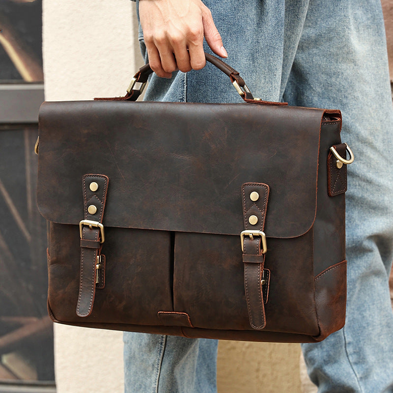 Genuine Leather Men's Messenger Crossbody Bag