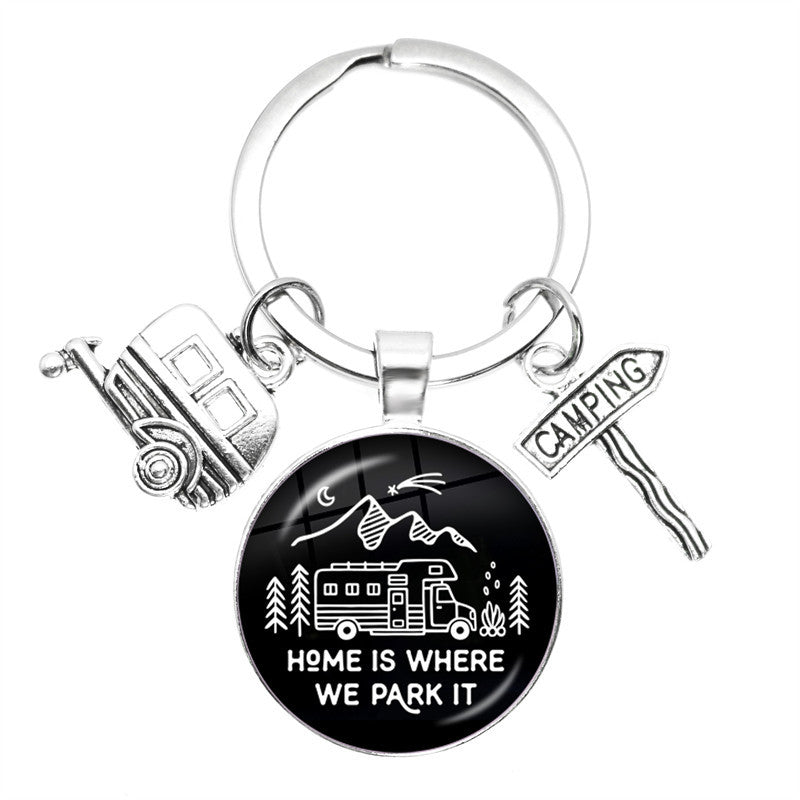 Time Gem Keychain Good Friend Happy Wild Camping Pendant