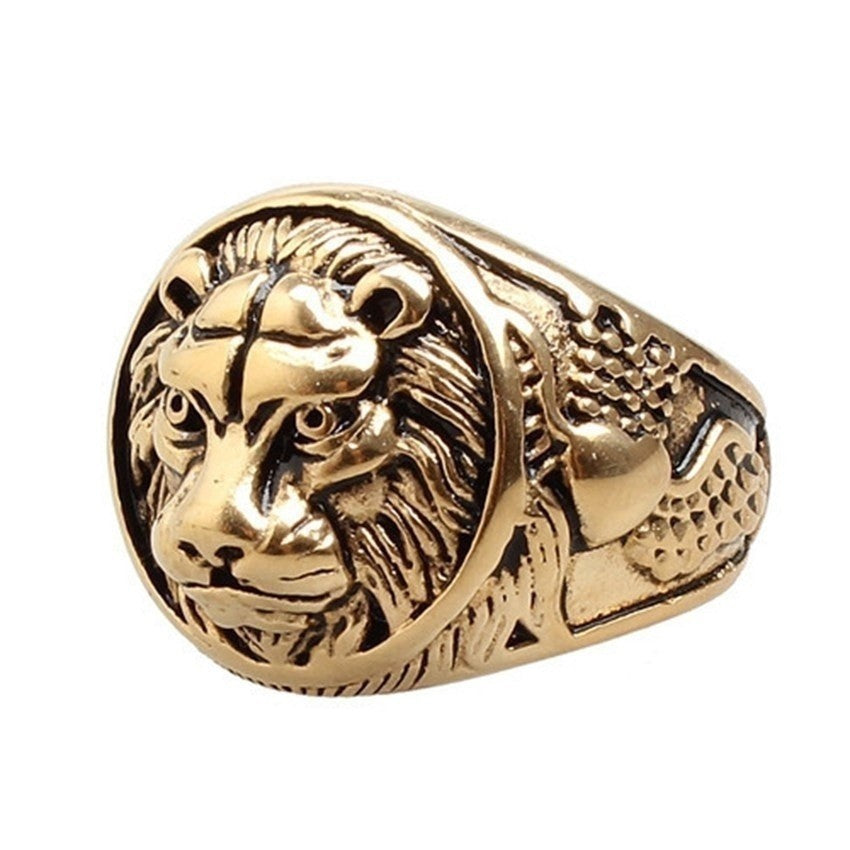 Domineering Lion's Head Ring Style Steel Titanium