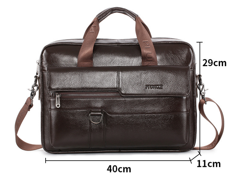 Leather Men's Briefcase Top Layer Cowhide Messenger Bag Large Capacity Single Shoulder Bag Business Multi-Function