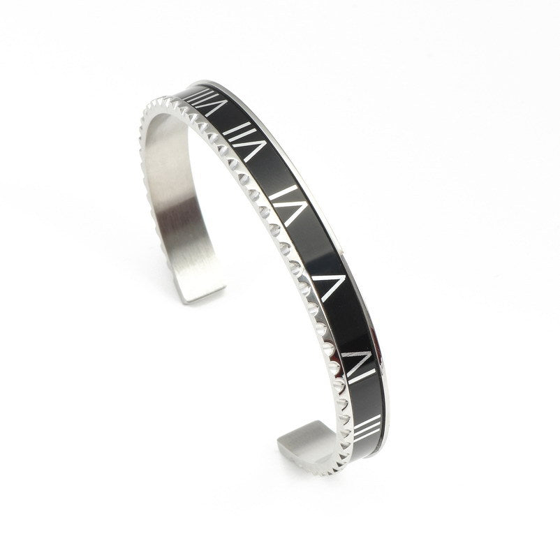 Hot Roman Numeral Cuff Bracelet Stainless Steel Four-Color Bracelet