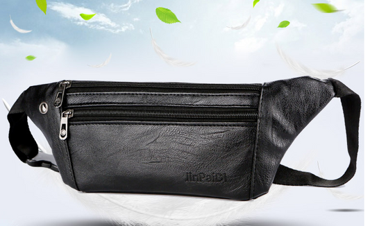 Ultra-Thin Pu Men's Belly Phone Waist Bag